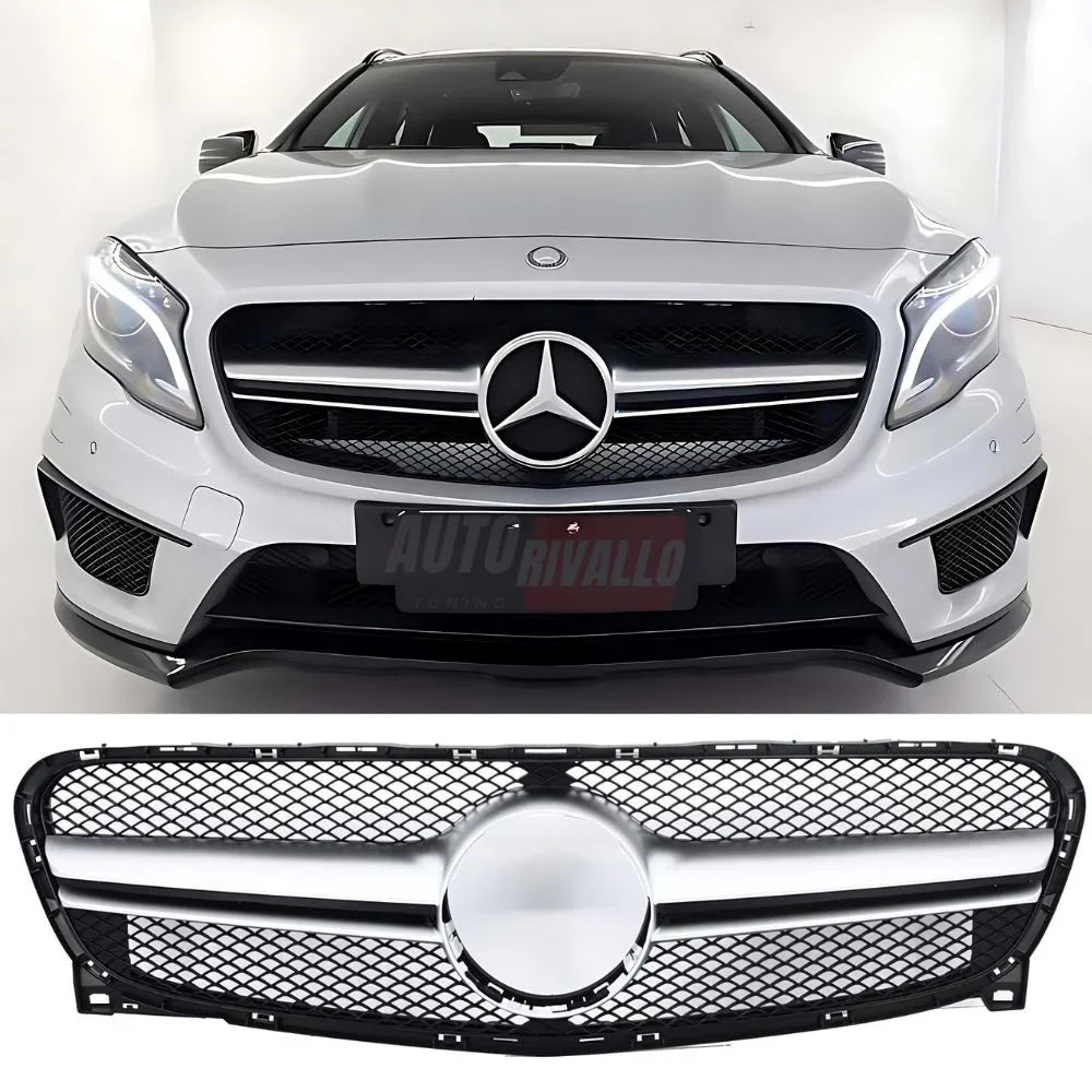 Griglia anteriore AMG look nero argento per Mercedes GLA X156 2013‑2016.