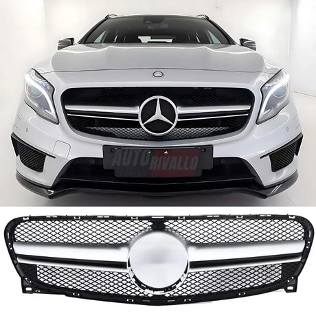 Griglia anteriore AMG look nero argento per Mercedes GLA X156 2013‑2016.