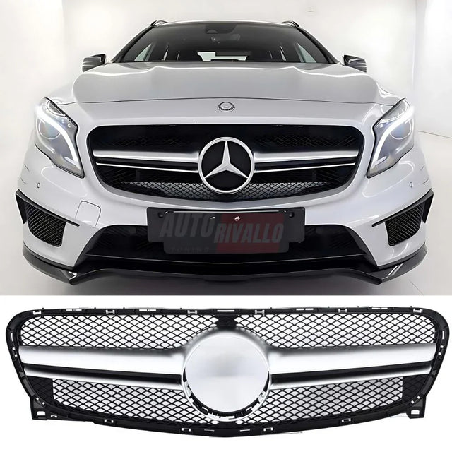 Griglia anteriore AMG look nero argento per Mercedes GLA X156 2013‑2016.