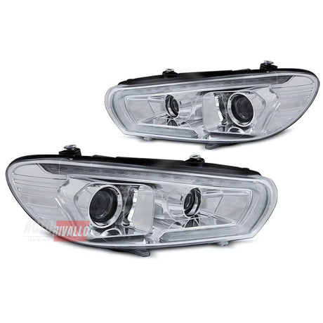 Fari Anteriori LED DRL Cromati con Frecce Dinamiche per VW Scirocco 08-14