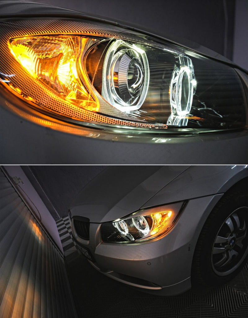 BMW Serie 3 E90 E91 2008-2011 Fari Anteriori Angel Eyes LED