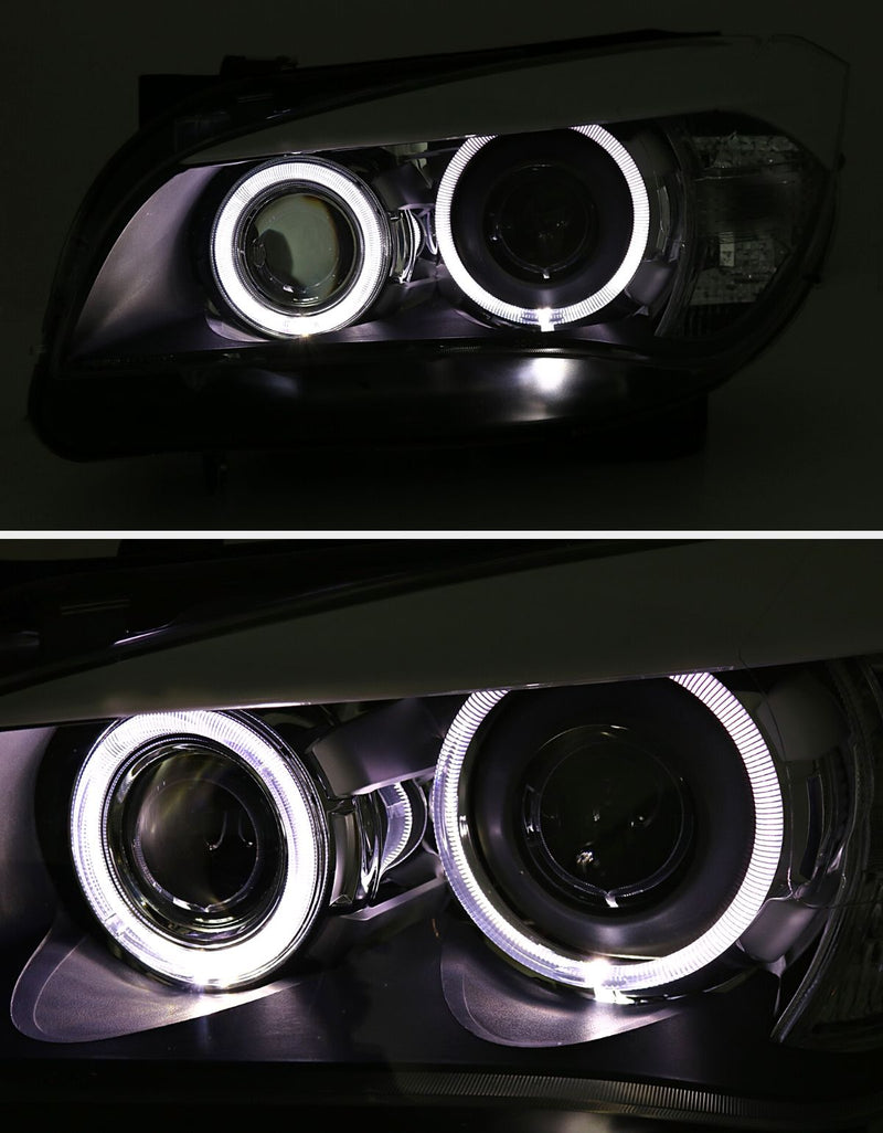 BMW X1 E84 2009-2012 Fari Anteriori Angel Eyes a LED Nero