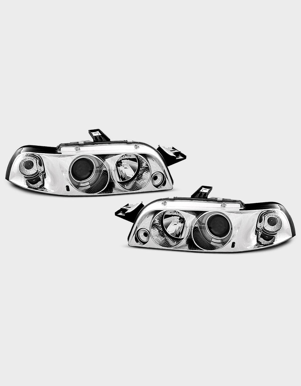 Fiat Punto 1 176 93-99 Fari Anteriori Cromati Angel Eyes LED