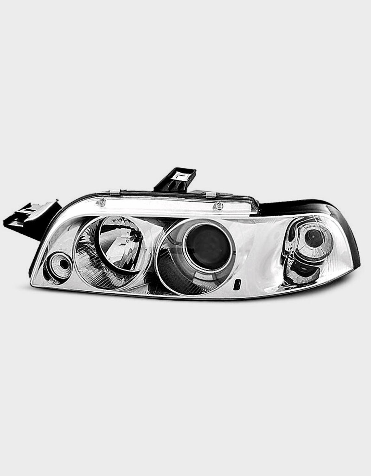 Fiat Punto 1 176 93-99 Fari Anteriori Cromati Angel Eyes LED