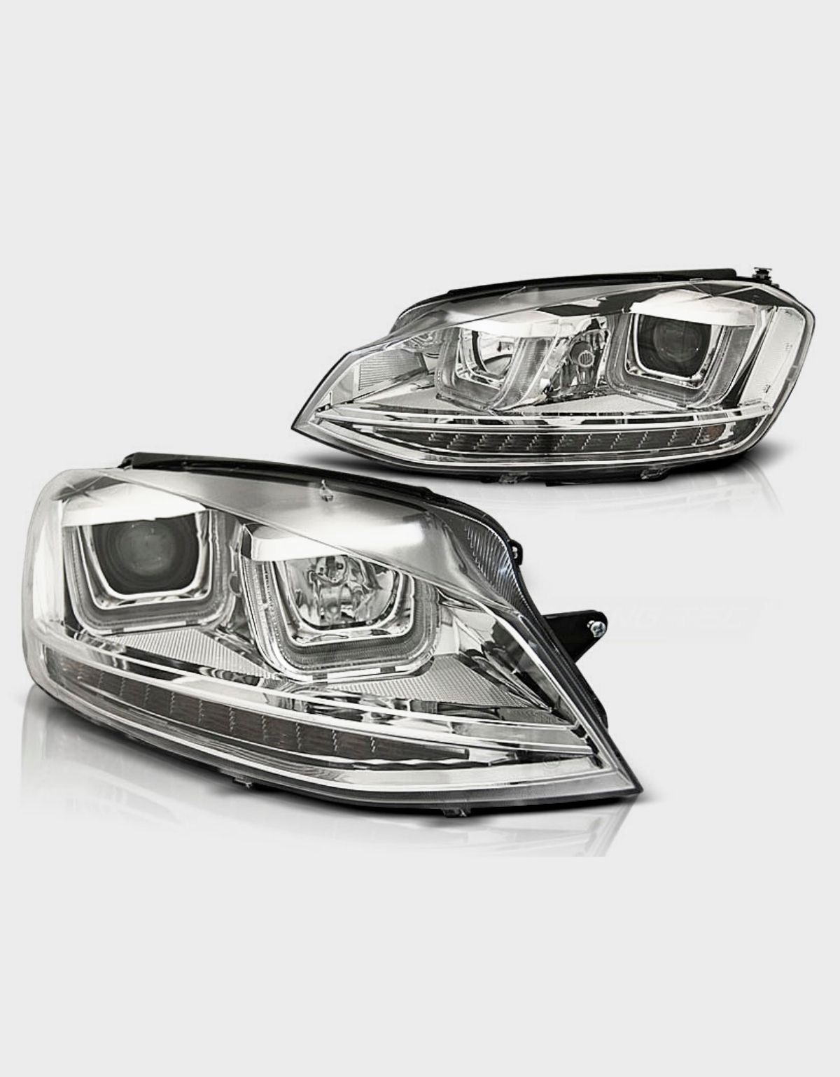 VW Golf 7 VII 2012-2017 Fari Anteriori Cromato Con Frecce e Luci Diurne a LED