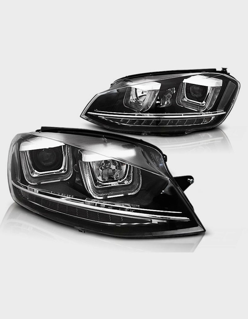 VW Golf 7 VII 2012-2017 Fari Anteriori Nero Con Frecce a LED