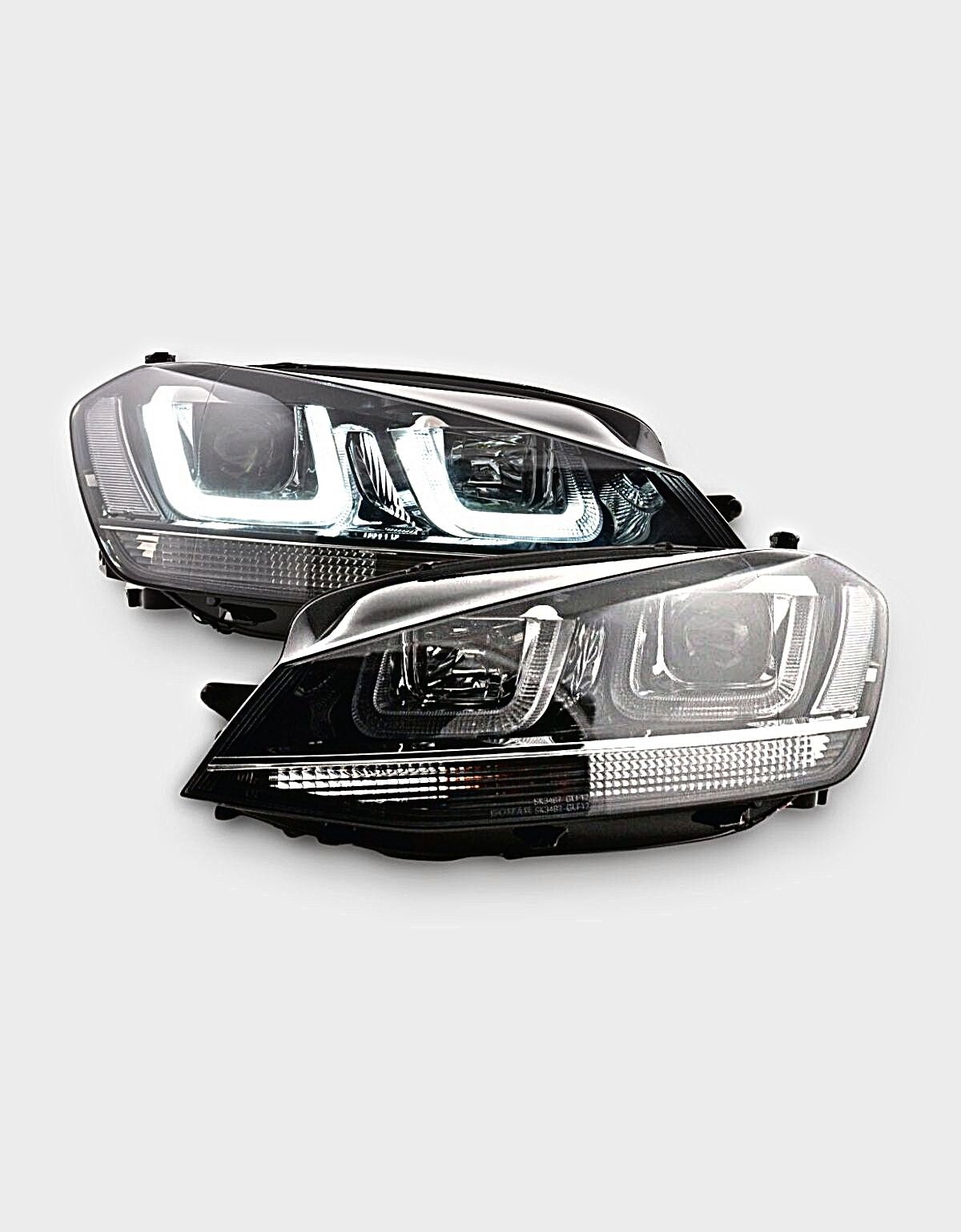 VW Golf 7 2012-2017 Fari Anteriori Nero / Cromato in Ottica R-Line Con Luci Diurne LED