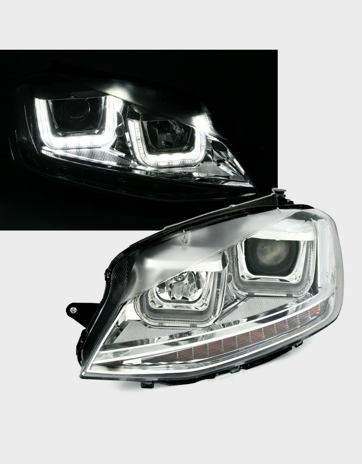 VW Golf 7 VII 2012-2017 Fari Anteriori Con Luci Diurne a LED Doppia U - Indicatori LED