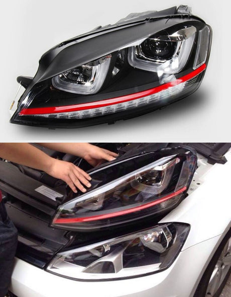 VW Golf 7 2012-2017 Fari Anteriori GTI Look Frecce a LED
