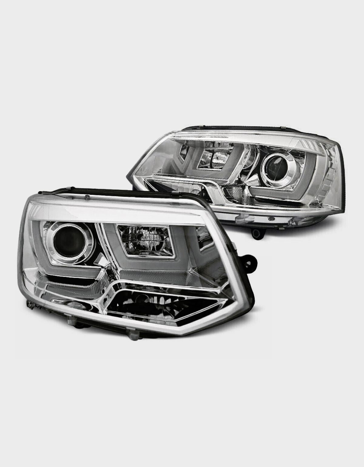 VW T5 Multivan Transporter V 2010-2015 Fari Anteriori Cromati Led Light Tube