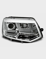 VW T5 Multivan Transporter V 2010-2015 Fari Anteriori Cromati Led Light Tube