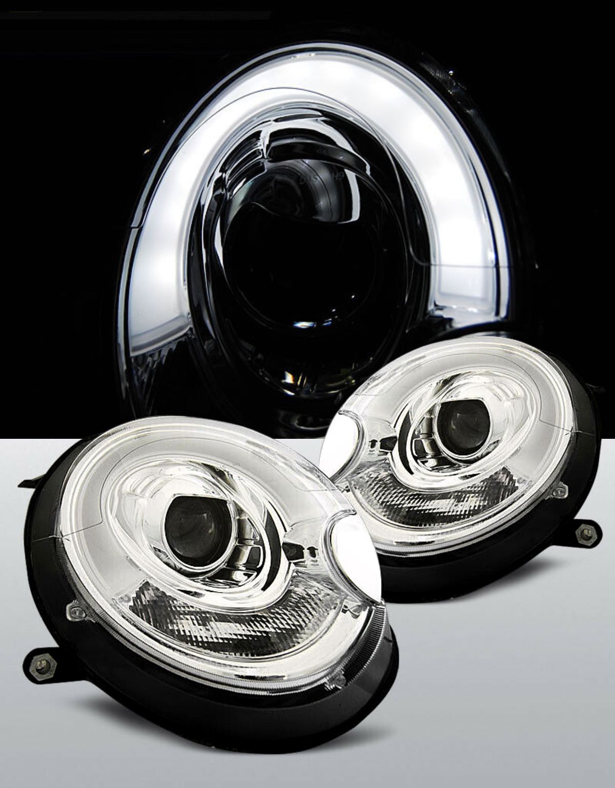 Mini One R56 R57 2006-2010 Fari Anteriori LED Cromati XENON