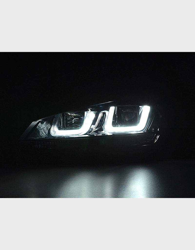 VW Golf 7 2012-2017 Fari Anteriori Nero / Cromato in Ottica R-Line Con Luci Diurne LED