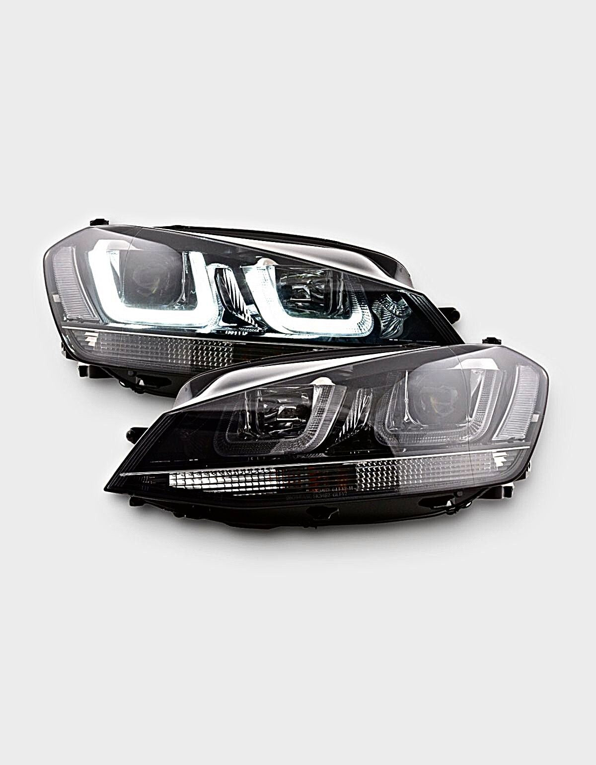 VW Golf 7 2012-2017 Fari Anteriori Nero in Ottica R-Line Con Luci Diurne LED