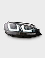 VW Golf 7 2012-2017 Fari Anteriori Nero in Ottica R-Line Con Luci Diurne LED
