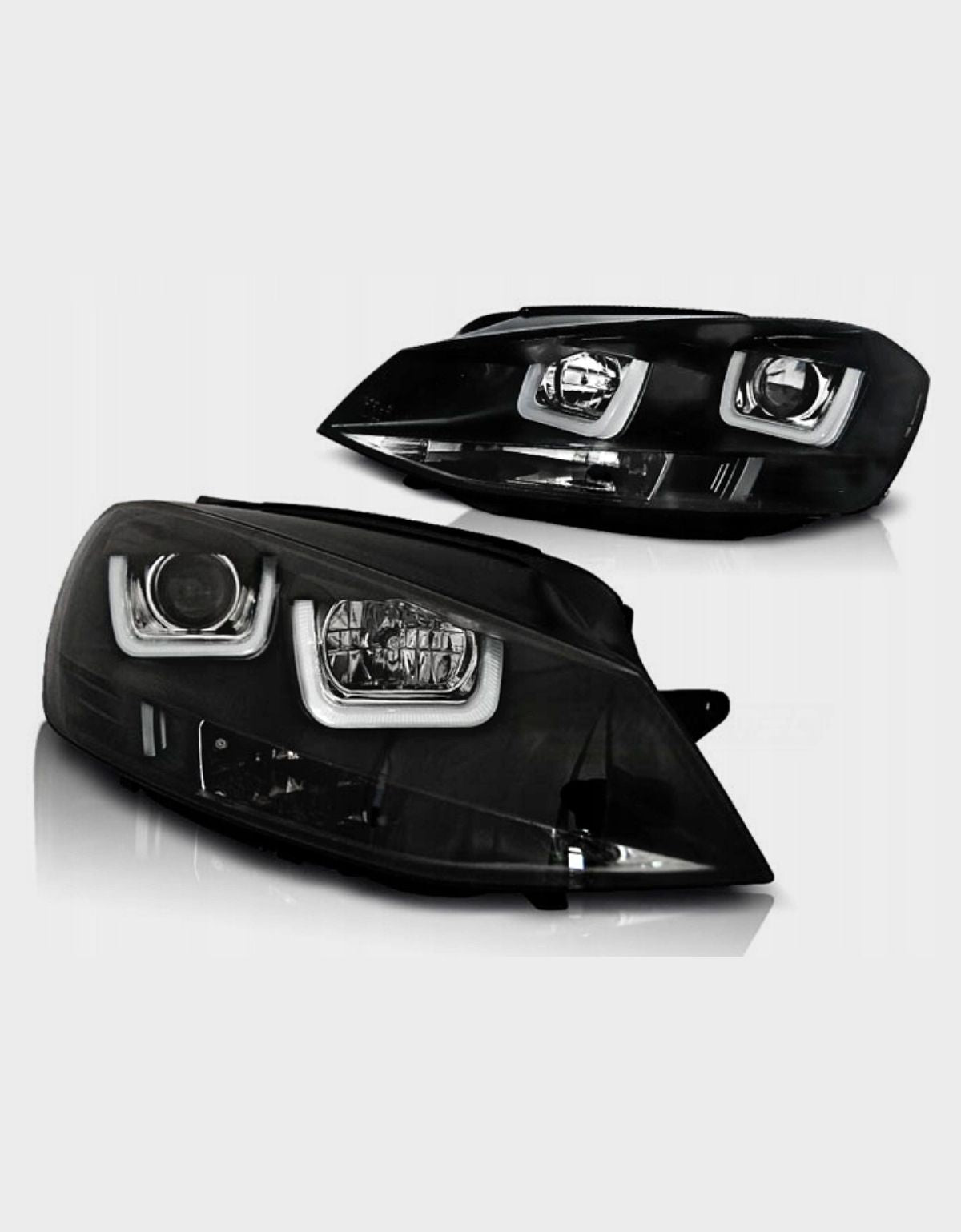 VW Golf 7 VII 2012-2017 Fari Anteriori Nero Con Luci Diurne a LED Doppia U 