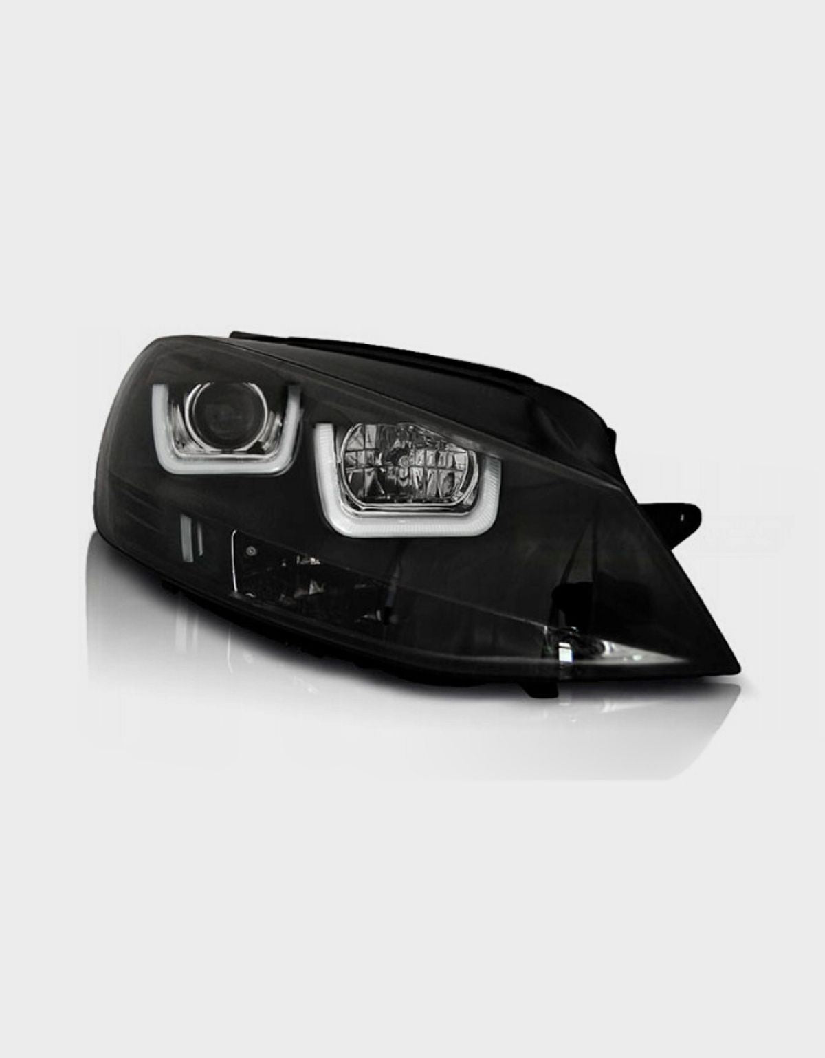 VW Golf 7 VII 2012-2017 Fari Anteriori Nero Con Luci Diurne a LED Doppia U 