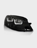 VW Golf 7 VII 2012-2017 Fari Anteriori Nero Con Luci Diurne a LED Doppia U 