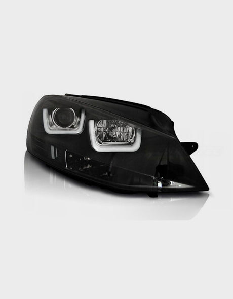 VW Golf 7 VII 2012-2017 Fari Anteriori Nero Con Luci Diurne a LED Doppia U 