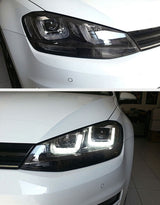 VW Golf 7 2012-2017 Fari Anteriori Nero in Ottica R-Line Con Luci Diurne LED