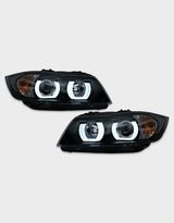 BMW Serie 3 E90 E91 2005-2008 Fari Anteriori Xenon Angel Eyes 3D U-LED