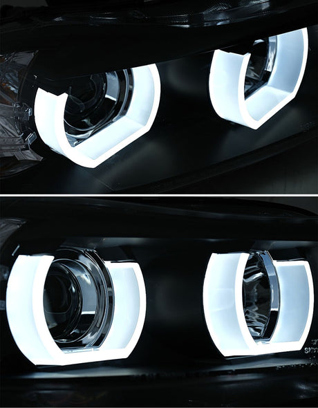 BMW Serie 3 E90 E91 2005-2008 Fari Anteriori Xenon Angel Eyes 3D U-LED