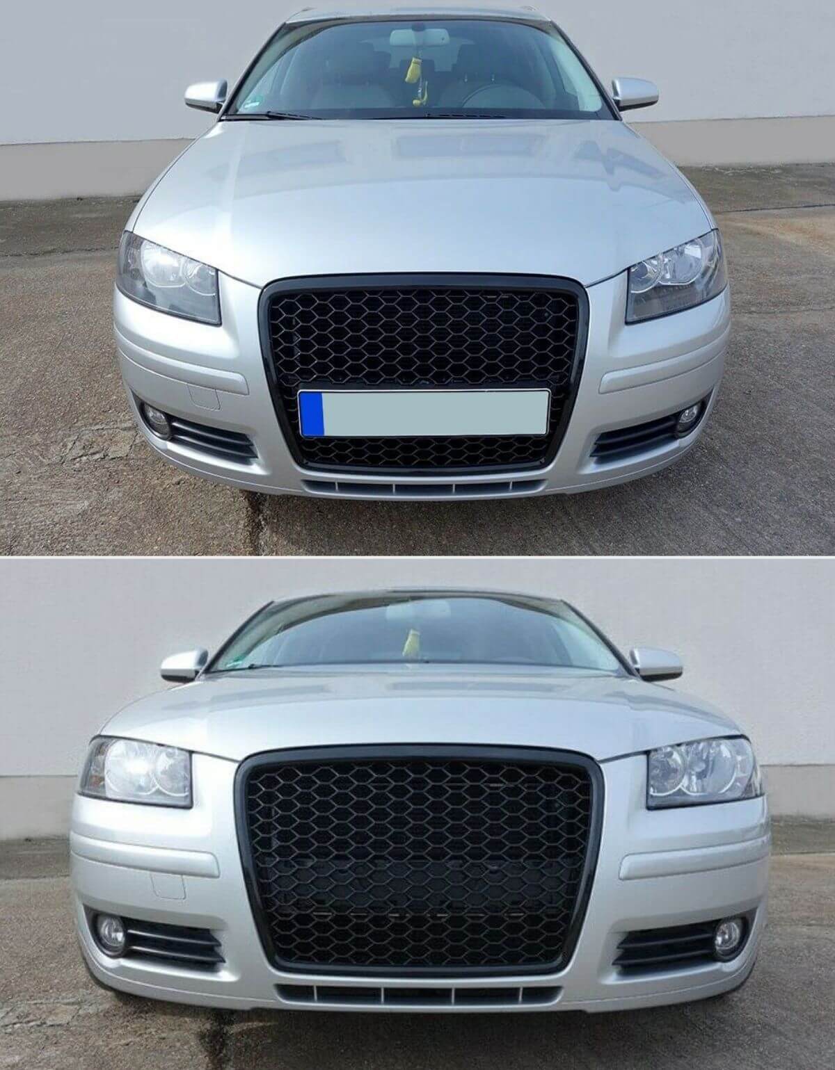 Audi A3 8P 8PA 2005-2008 Griglia Anteriore RS3 a Nido D'ape Nero Lucido