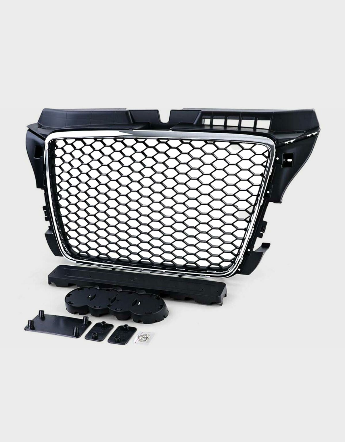 Audi A3 8P 2008-2012 Griglia Anteriore in Ottica RS3 Nero a Nido D'ape - Calandra Nero Cromato