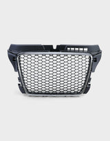 Audi A3 8P 2008-2012 Griglia Anteriore in Ottica RS3 Nero a Nido D'ape - Calandra Nero Cromato
