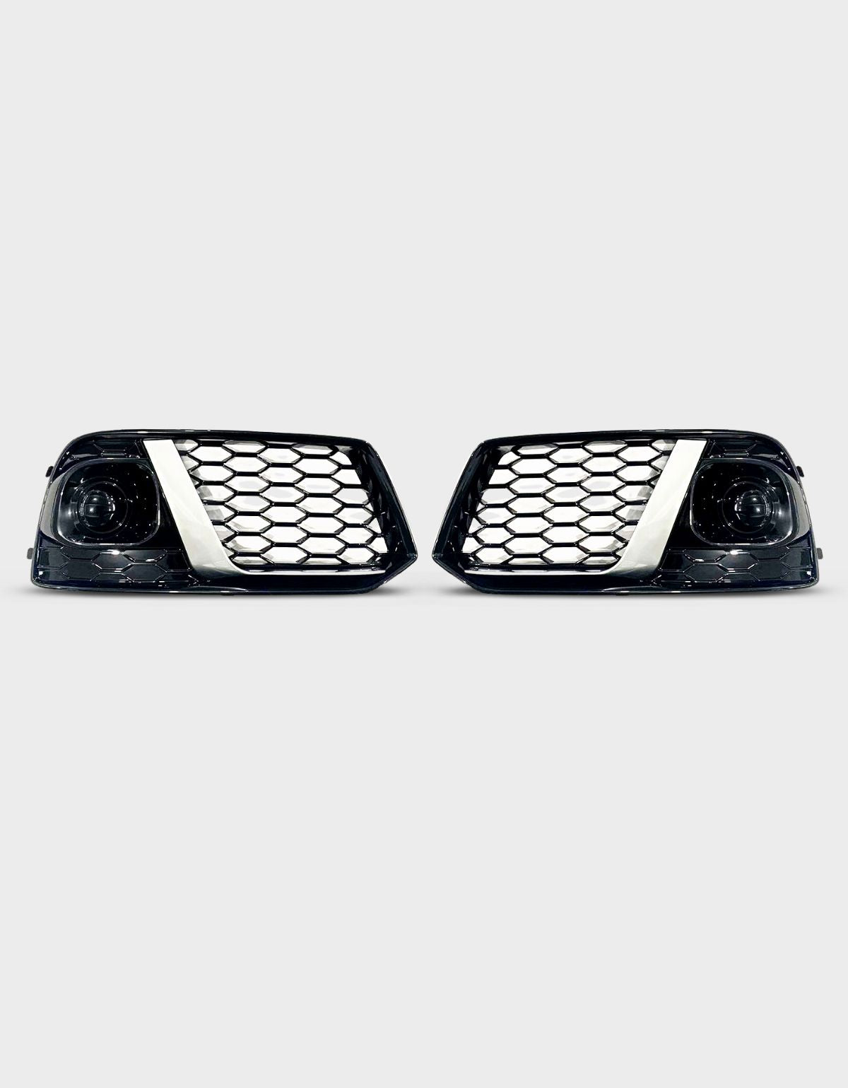 Audi Q5 FY 2016-2020 Griglie Fendinebbia RSQ5 a Nido D'ape | Nero Lucido - Argento
