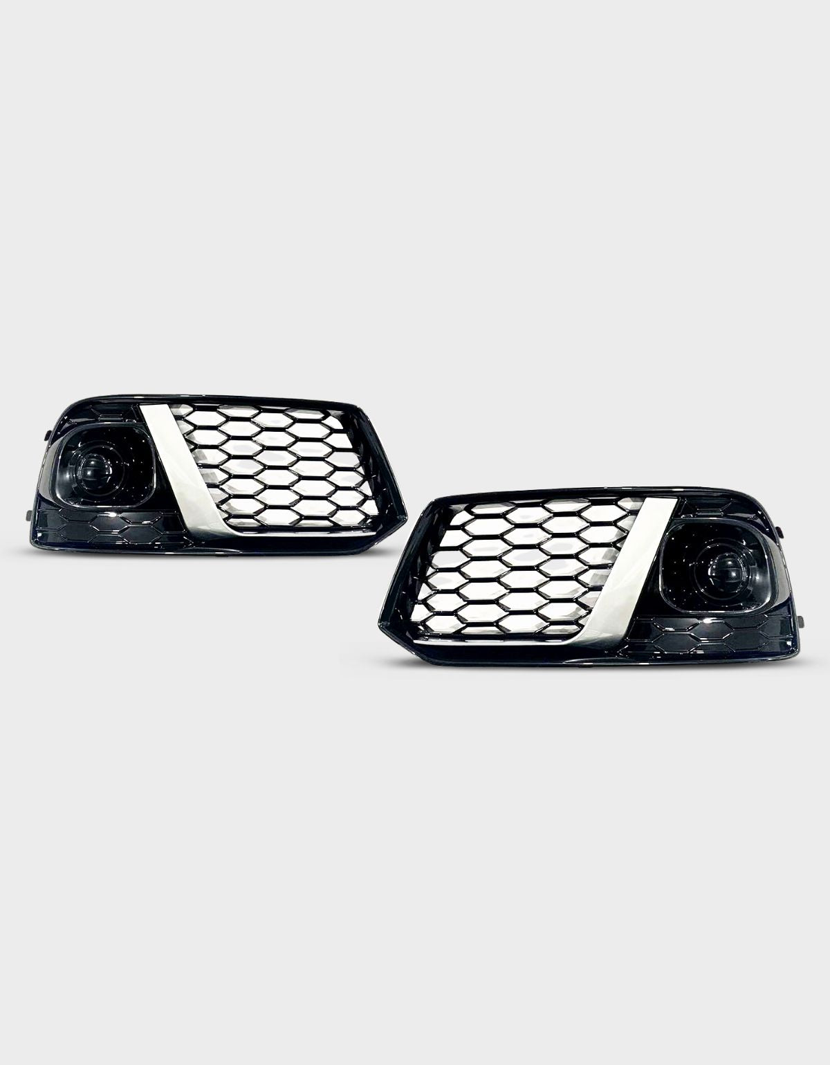 Audi Q5 FY 2016-2020 Griglie Fendinebbia RSQ5 a Nido D'ape | Nero Lucido - Argento