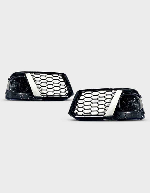 Audi Q5 FY 2016-2020 Griglie Fendinebbia RSQ5 a Nido D'ape | Nero Lucido - Argento