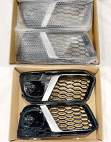 Audi Q5 FY 2016-2020 Griglie Fendinebbia RSQ5 a Nido D'ape | Nero Lucido - Argento