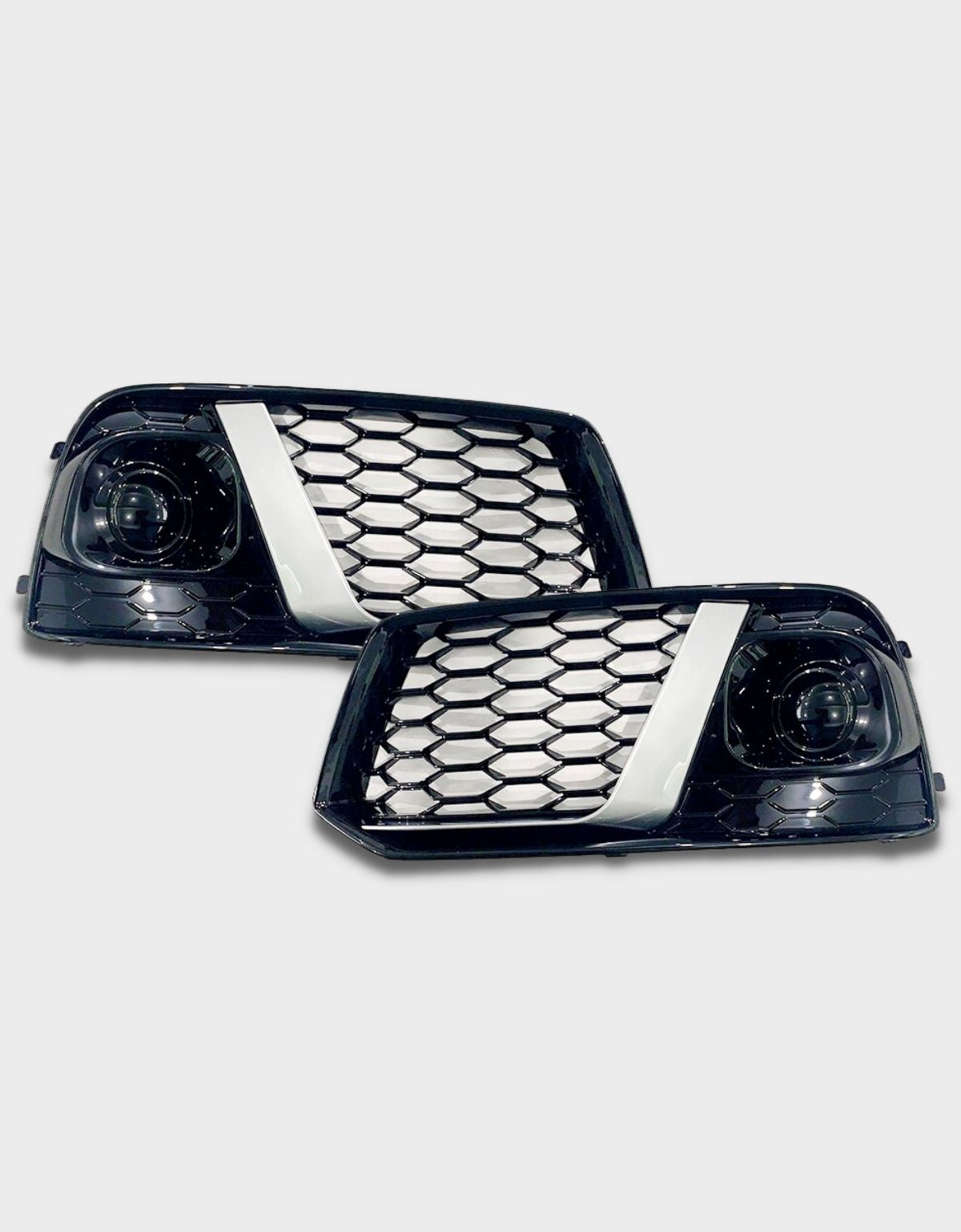 Audi Q5 FY 2016-2020 Griglie Fendinebbia RSQ5 a Nido D'ape | Nero Lucido - Argento