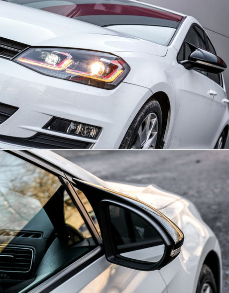 VW Golf 7 2012-2017 Calotte Specchietti Coperture R-Line Nero Lucido