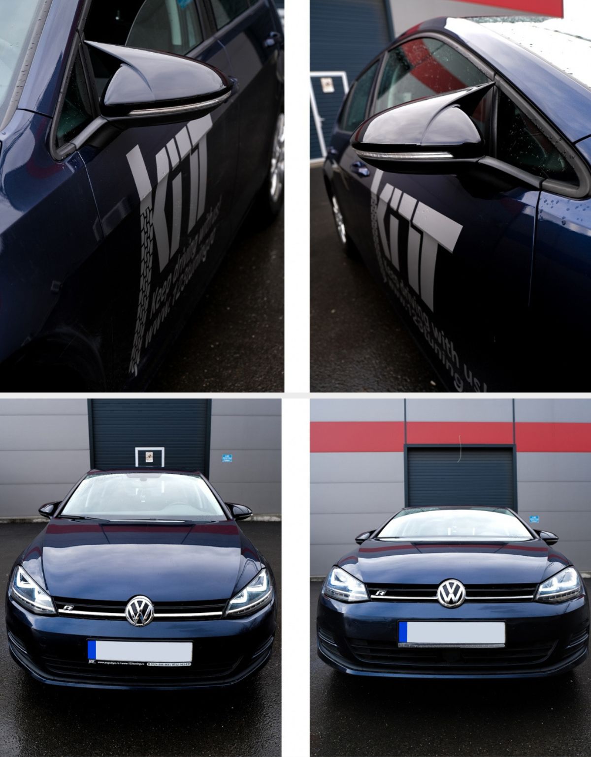 VW Golf 7 2012-2017 Calotte Specchietti Coperture R-Line Nero Lucido