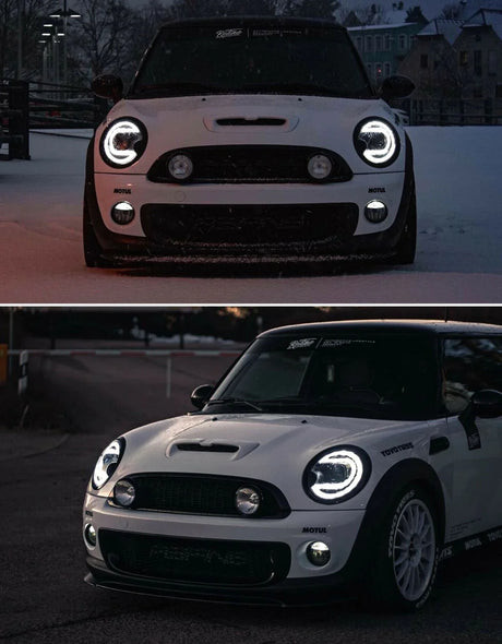 Mini R56 R57 2006-2014 Fari Anteriori LED Light Tube Nero - autorivallo