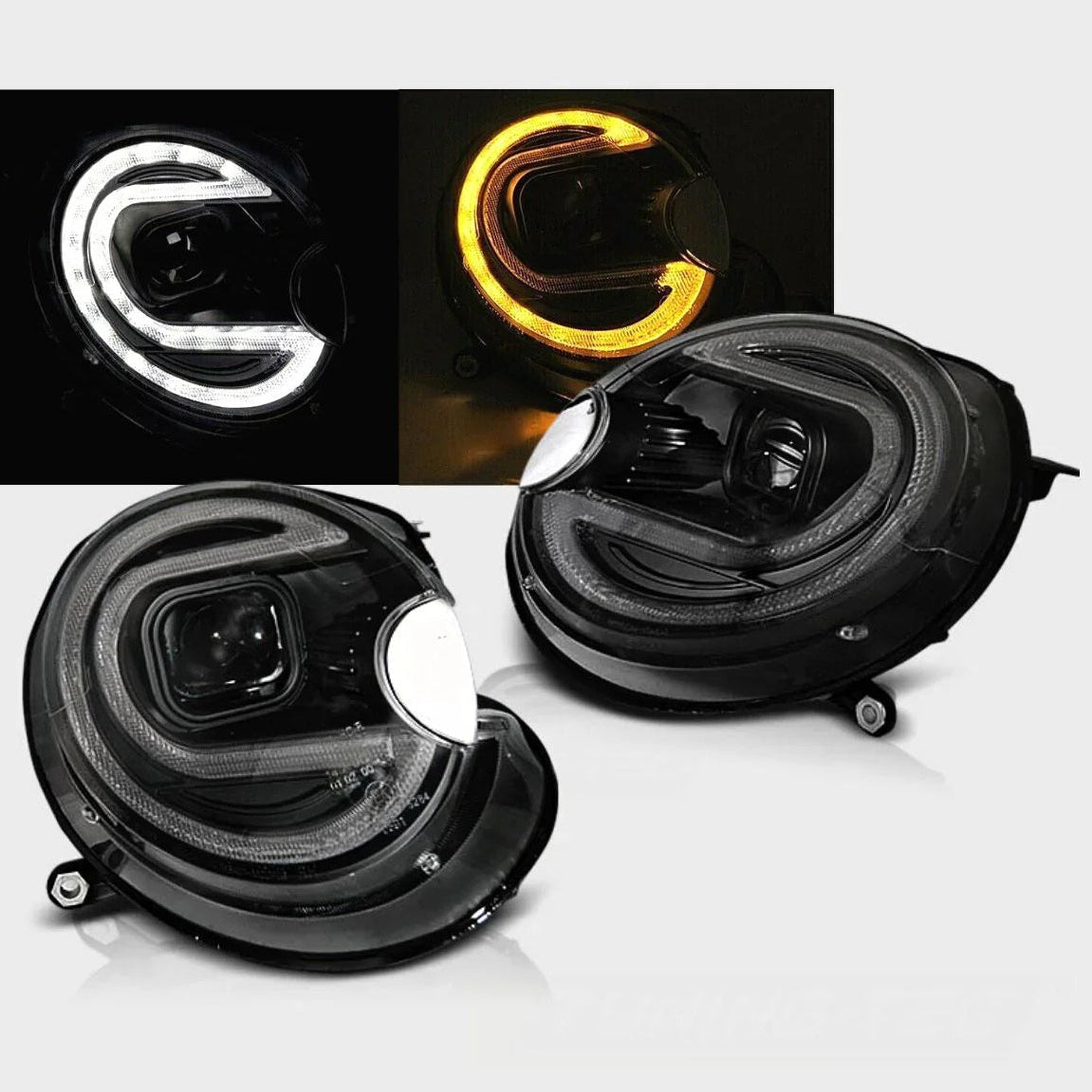 Mini R56 R57 2006-2014 Fari Anteriori LED Light Tube Nero - autorivallo