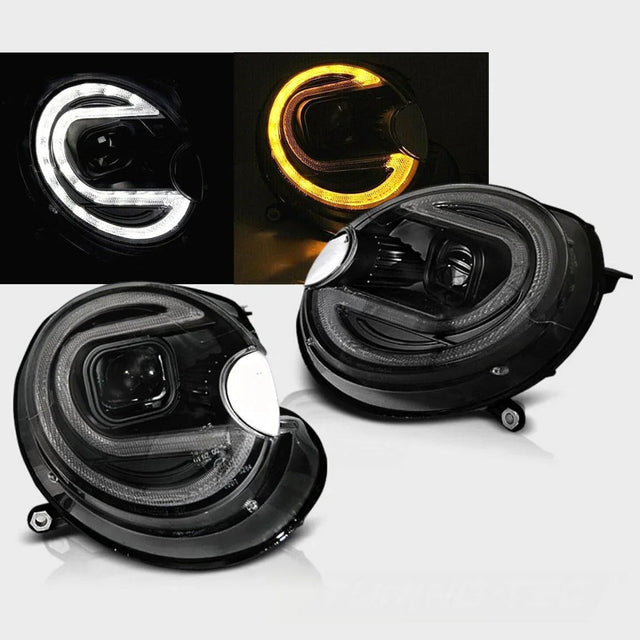 Mini R56 R57 2006-2014 Fari Anteriori LED Light Tube Nero - autorivallo